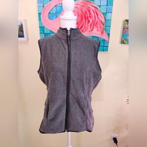 Women's Danskin Gray Fleece Zip-Up Vest